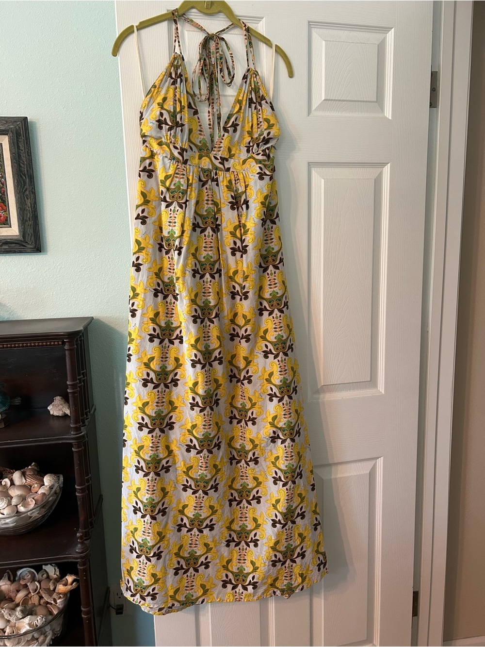 T-Bags Yellow Floral Tie-Halter Maxi Dress